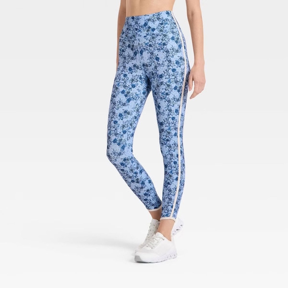 Women's Floral Print High-Rise Piped Leggings XS